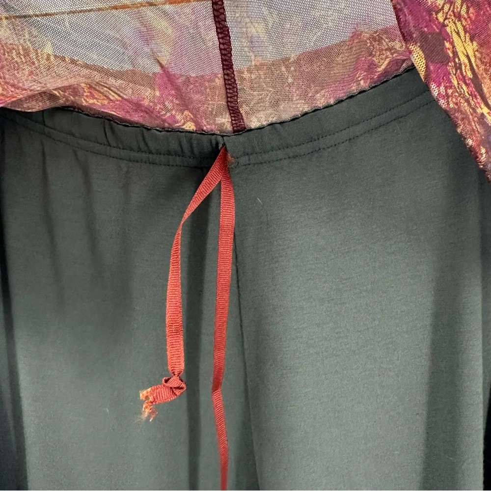 J Jill Lounge Pants Stretch Roll Down Waist Gray Pink Print Womens Large - Picture 4 of 8